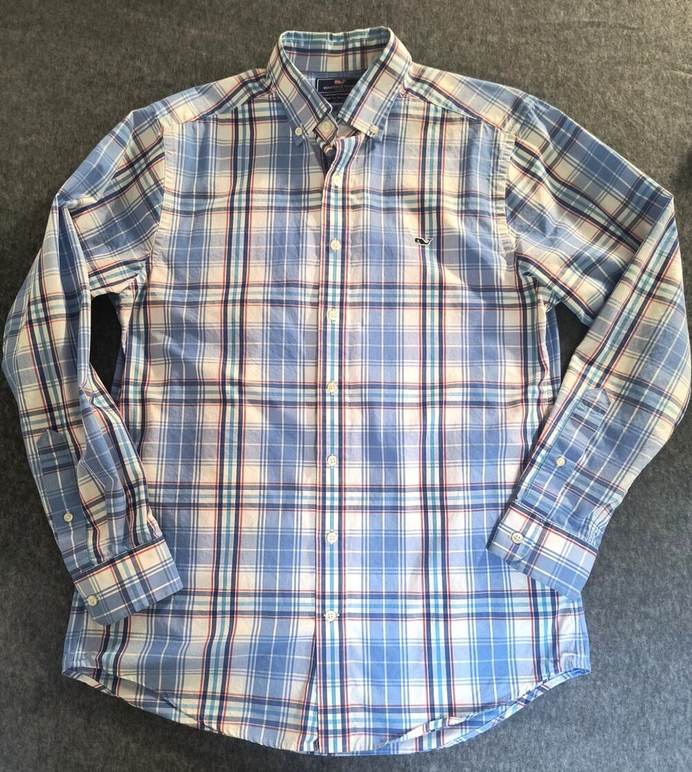 Vineyard Vines by Shep and Ian Plaid Slim Fit Whale Shirt - Size M
